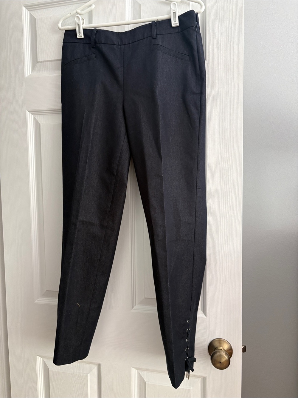 Talbots Black Skinny Ankle Pants with Side Button Detail